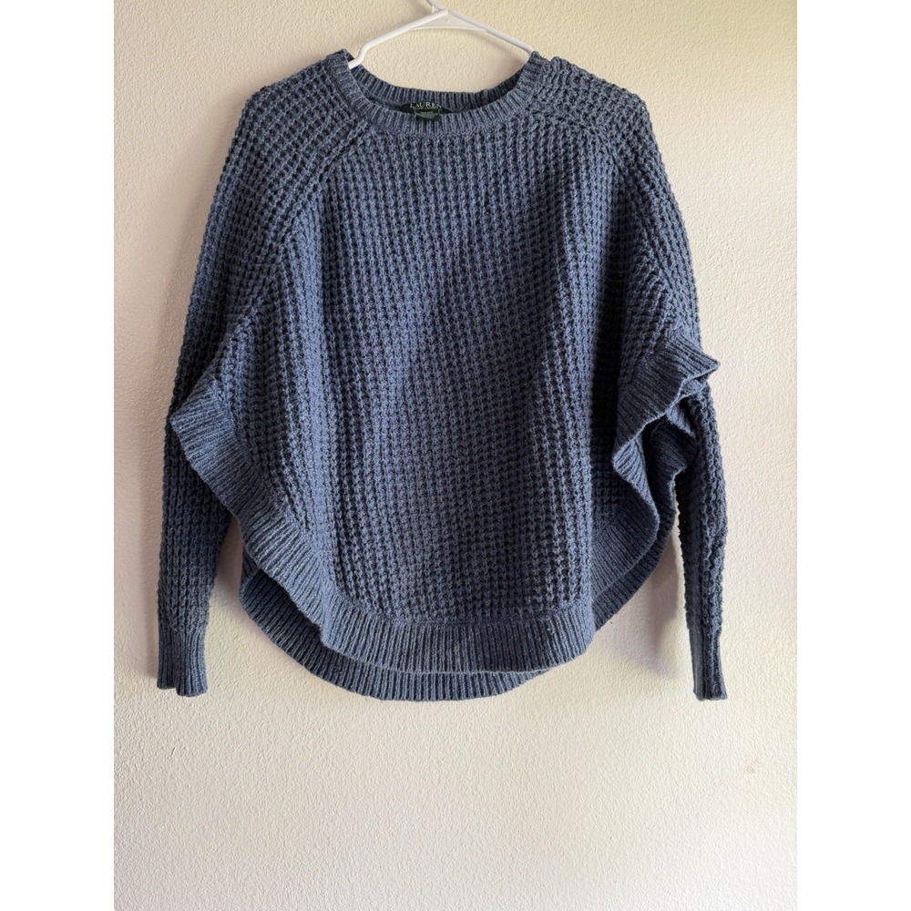 Lauren Ralph Lauren Sweater Womens Large Blue Basketweave Pullover‎ S